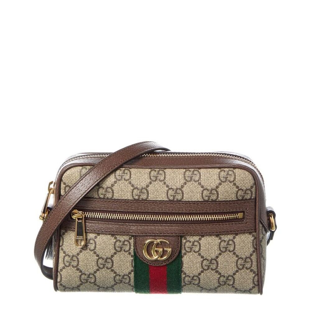 Gucci Ophidia Mini Gg Supreme Canvas & Leather Camera Bag, Beige